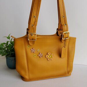 EUC Vintage Coach Embellished Legacy Small Shopper (#9086) - hard-to-find Yellow